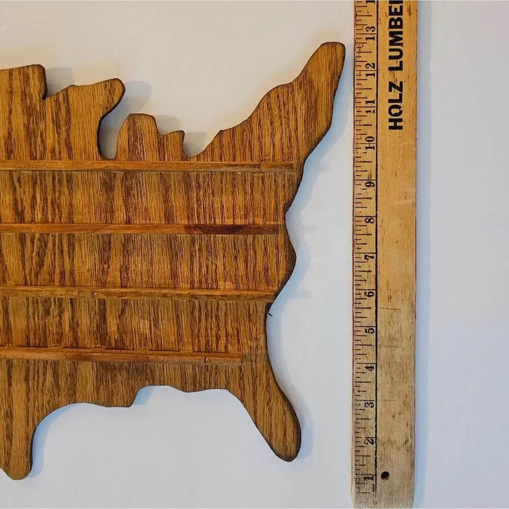 Rustic Brown USA Wood Cutout For Coins Or Poker Chips Wall Decor